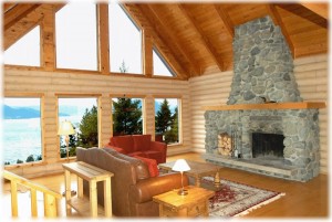 Living room of Serenity Cabin at Howe Sound, British Columbia