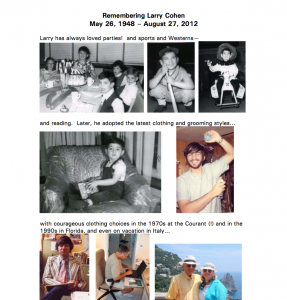 Larry Cohen's memorial album, a 2-page PDF