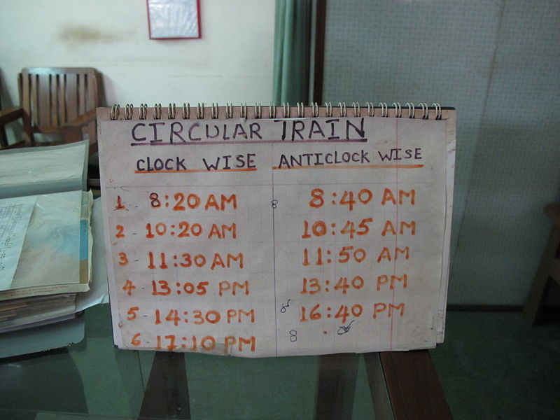 Timetable of Yangon Circular Railway, 2010