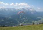 Paraglider along Wetterstein mountains, Germany, 2006