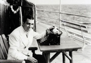 "Toast of the Town" columnist Ed Sullivan working on his you-know-what at the Jersey Shore, 1936.