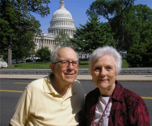 Here's Bob and Mary Haught on location near the Capitol. Not as tourists, but insiders, having worked in the District as well as being longtime residents -- well, nearby Virginia.