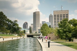 Indianapolis skyline at Central Canal