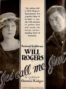 Ad for the 1920 film Jes' Call Me Jim with Irene Rich and Will Rogers